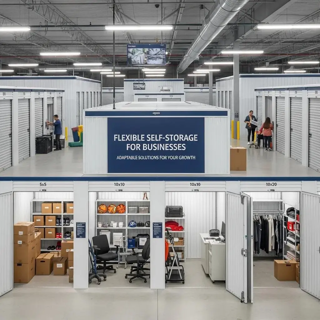 Flexible self-storage facility showcasing various unit sizes for adapting to business needs