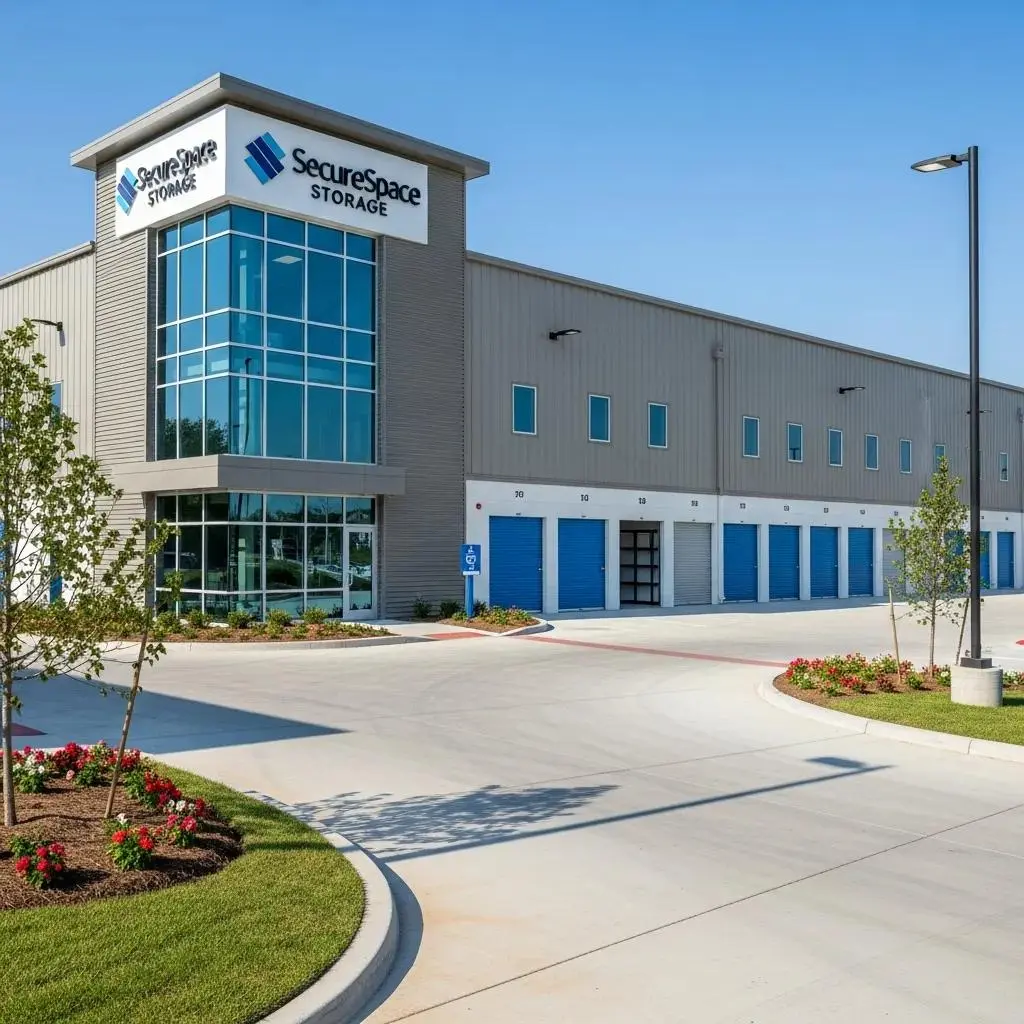 Modern self-storage facility with various units showcasing security and accessibility