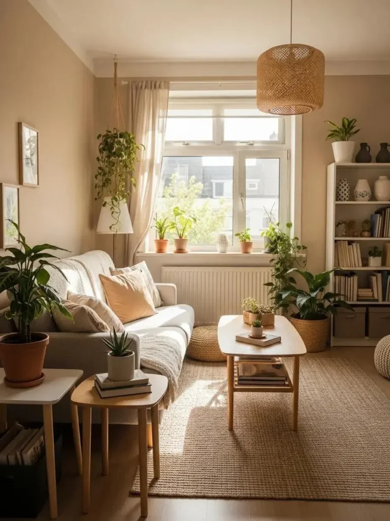 Cozy living room with organized furniture and decor, illustrating the benefits of decluttering