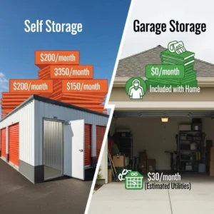 Visual representation of cost differences between self storage and garage storage options